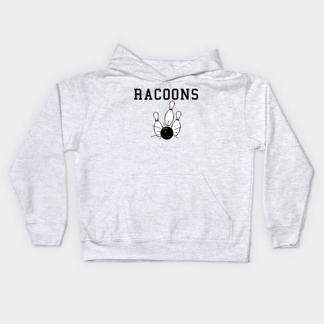 Raccoon Lodge Bowling Team Kids Hoodie by Vandalay Industries